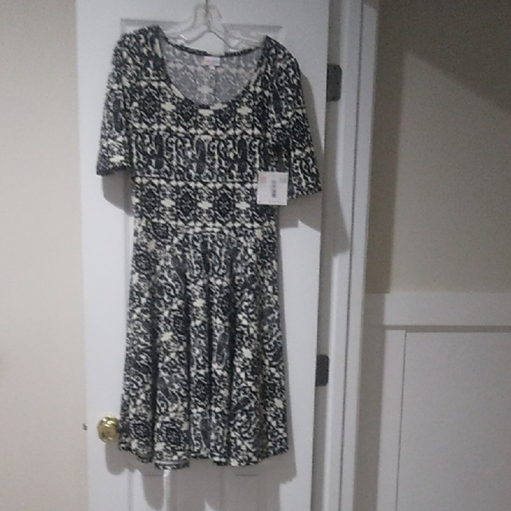 LuLaRoe Black and White A-Line Midi Dress
